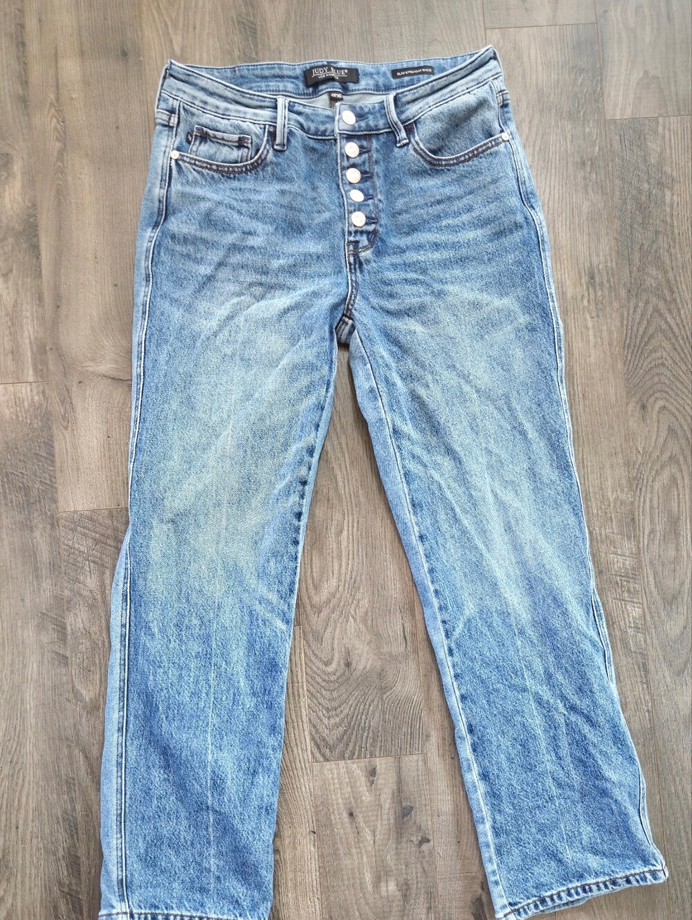 Judy Blue Light Wash Straight Leg Jeans with Button Fly